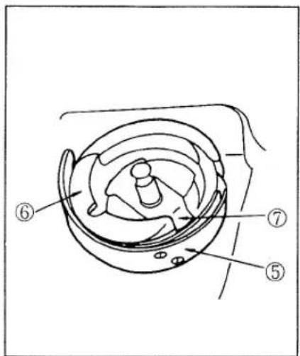 Technical diagram of a mechanical component with numbered parts labeled ⑤, ⑥, and ⑦