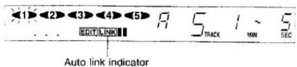 1>2>3>4>5 EDIT LINK 5 TRACK 1 ~ 5 MIN SEC Auto link indicator