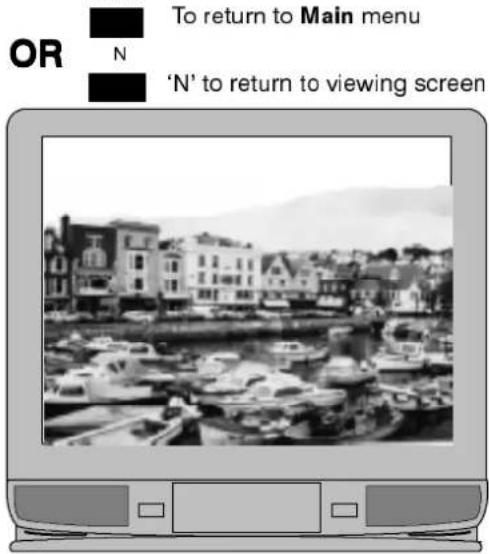OR N To return to Main menu 'N' to return to viewing screen