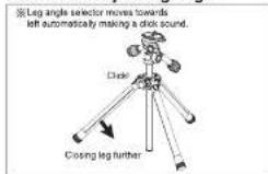 Leg angle selector moves towards left automatically making a click sound. Click! Closing leg further