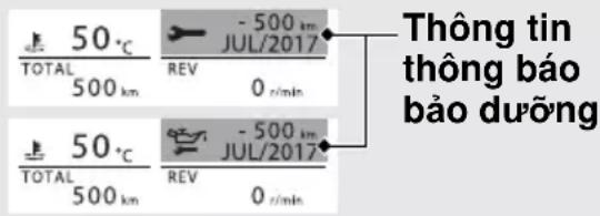 50°C TOTAL 500 km -500 km JUL/2017 REV 0 r/min 50°C TOTAL 500 km -500 km JUL/2017 REV 0 r/min Thông tin thông báo bảo dưỡng