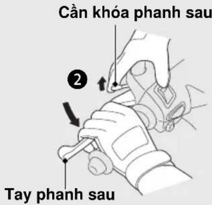 Cần khóa phanh sau ② Tay phanh sau