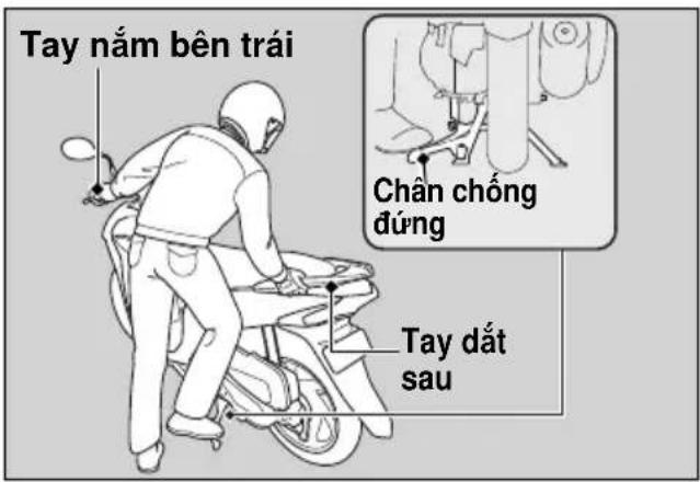 Tay nám bên trái Chân chống đúng Tay đất sau