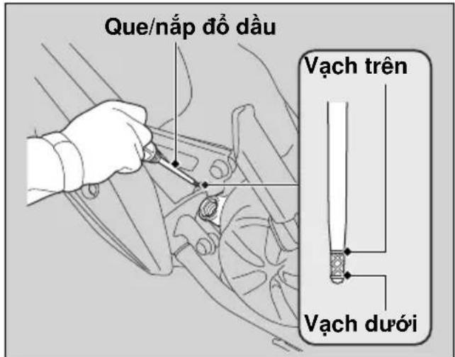 Que/nắp đồ dầu Vạch trên Vạch dưới