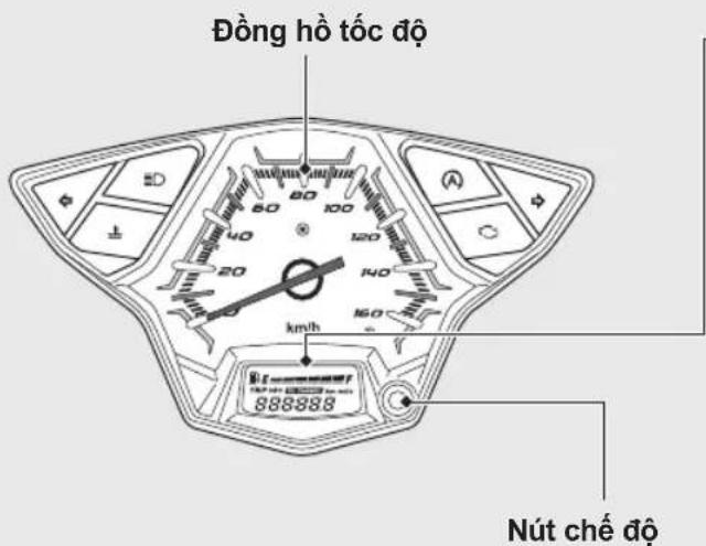 Đồng hồ tốc độ km/h Nút chế độ