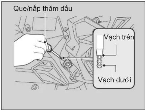 Que/nắp thăm dầu Vạch trên Vạch dưới