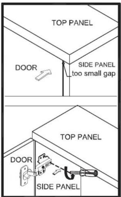 TOP PANEL DOOR SIDE PANEL too small gap TOP PANEL DOOR SIDE PANEL