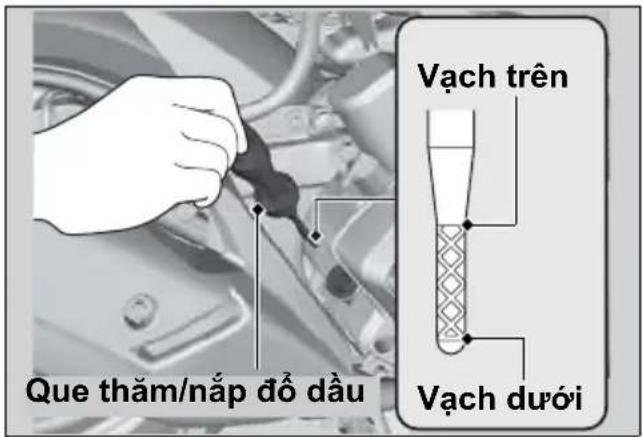 Que thăm/nắp đồ dầu Vạch trên Vạch dưới