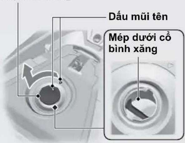 Dấu mũi tên Mép dưới cổ bình xăng
