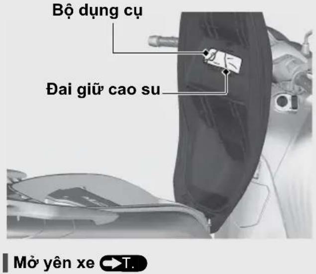 Bộ dụng cụ Đai giữ cao su Mở yên xe →T.