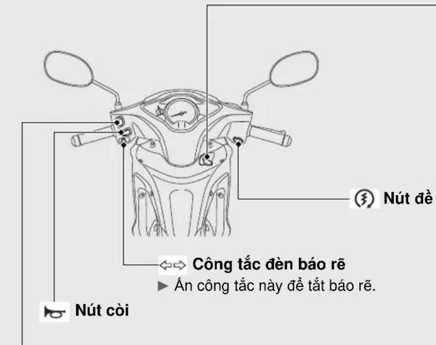 Nút còi Công tắc đèn báo rẽ Ân công tắc này để tất báo rẽ. © Nút đề