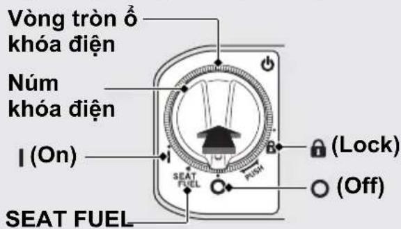 Vòng tròn ô khóa điện Núm khóa điện I (On) SEAT FUEL (Lock) (Off)