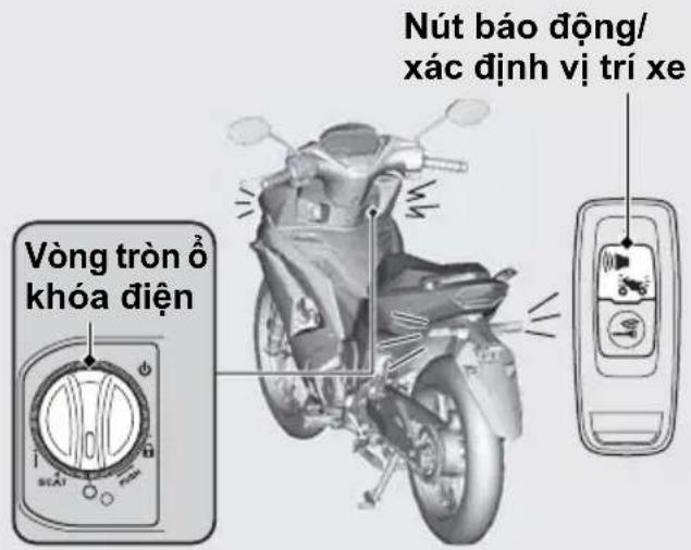 Nút báo động/ xác định vị trí xe Vòng tròn ở khóa điện