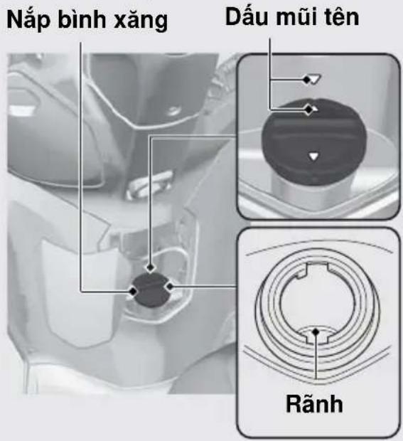 Nắp bình xăng Dấu mũi tên Rãnh