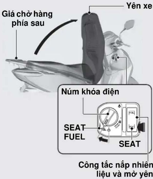 Giá chò hàng phía sau Yên xe Núm khóa điện SEAT FUEL SEAT Công tắc nắp nhiên liệu và mở yên