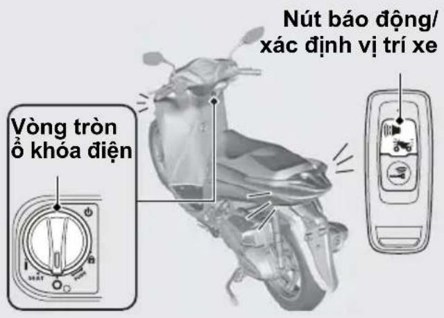 Nút báo động/ xác định vị trí xe Vòng tròn ố khóa điện