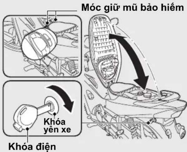 Móc giữ mũ bảo hiểm Khóa điện Khóa yên xe