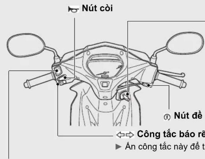 Nút còi ③ Nút đề Công tắc báo rễ Ân công tắc này để tα