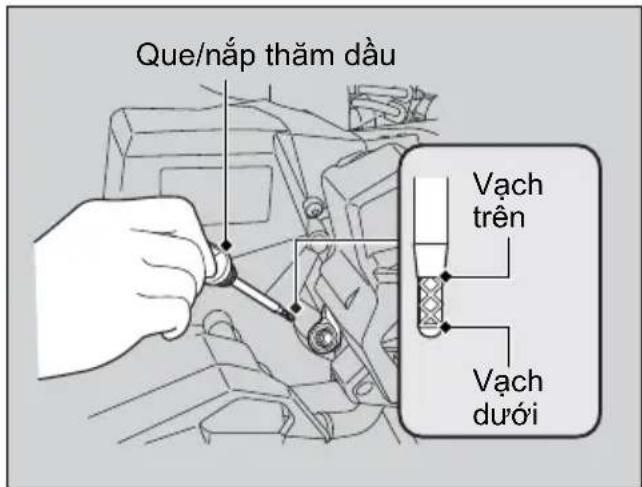 Que/nắp thăm dầu Vạch trên Vạch dưới