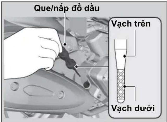 Que/nắp đồ dầu Vạch trên Vạch dưới