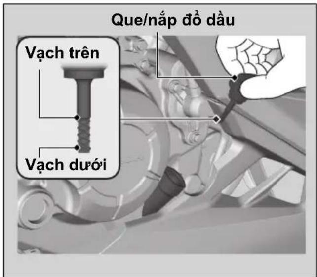 Que/nắp đồ dầu Vạch trên Vạch dưới