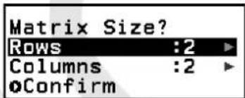Matrix Size? Rows :2 Columns :2 oConfirm