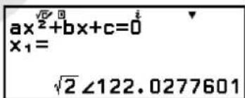 ax²+bx+c=0 x₁= √2∠122.0277601