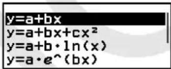 y=a+bx y=a+bx+cx² y=a+b·ln(x) y=a·e^(bx)