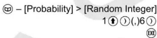 - [Probability] > [Random Integer] 1 ⬆ () (,)6 ⏻ EXE