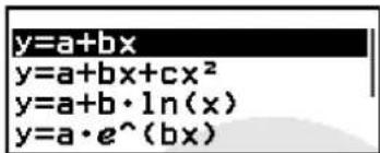 y=a+bx y=a+bx+cx² y=a+b·ln(x) y=a·e^(bx)