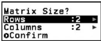 Matrix Size? Rows :2 Columns :2 oConfirm