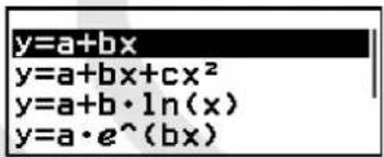 y=a+bx y=a+bx+cx² y=a+b·ln(x) y=a·e^(bx)