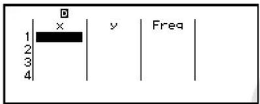 D x y Freq 1 2 3 4