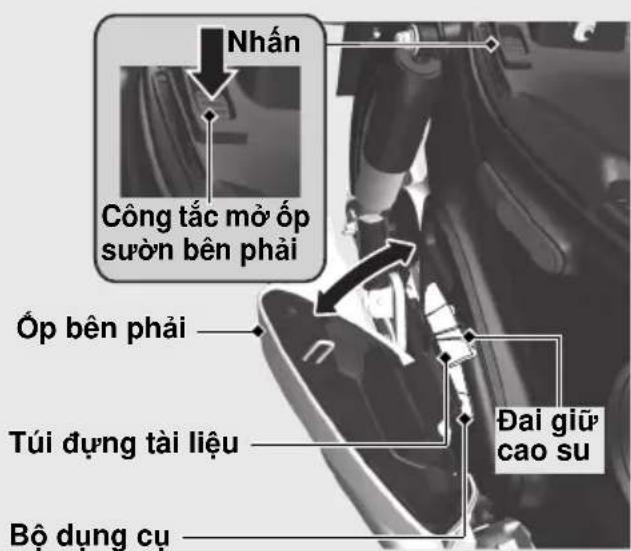 Nhân Công tắc mở óp sườn bên phải Óp bên phải Túi dựng tài liệu Đai giữ cao su Bộ dụng cụ