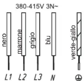 380-415V 3N~ đen nâu xám xanh dương L1 L2 L3 N xanh lá-vàng