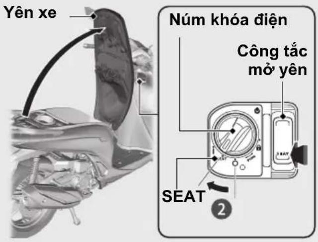 Yên xe Núm khóa điện Công tắc mở yên SEAT 2