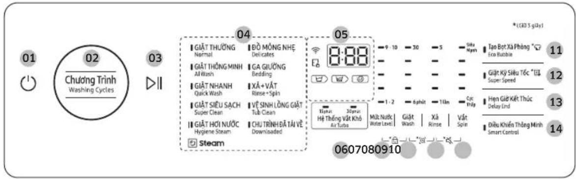 SAMSUNG WA80F21B9BS - Bảng điều khiển - 1