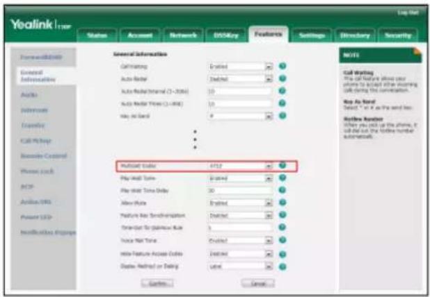 Yealink SIP-T20p - To configure paging list via web user interface: - 2