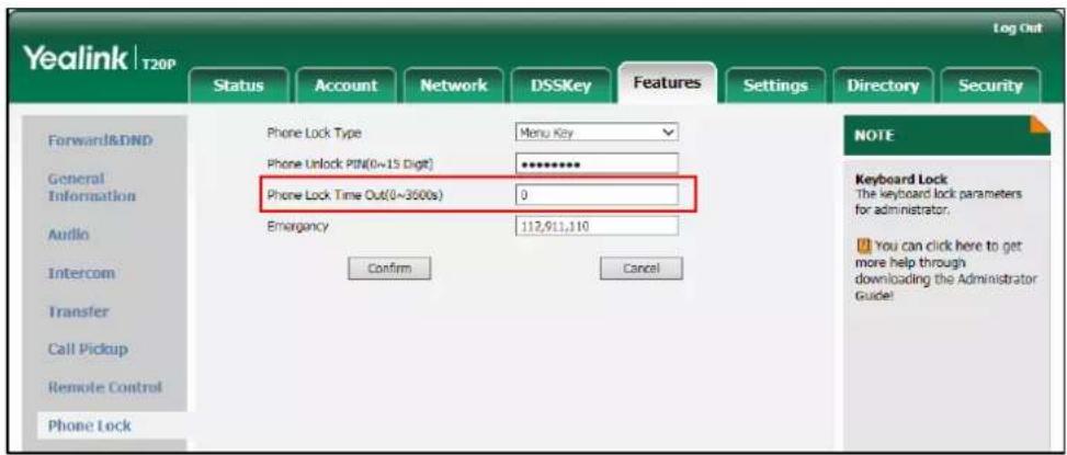 Yealink SIP-T20p - To activate the phone lock via phone user interface: - 1