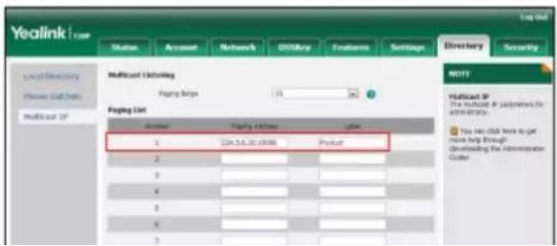 Yealink SIP-T20p - To configure paging list via web user interface: - 1