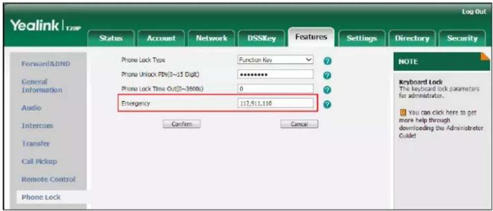 Yealink SIP-T20p - Emergency Number - 1