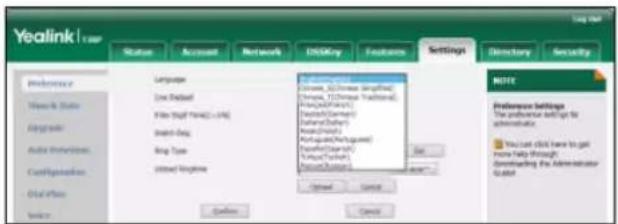 Yealink SIP-T20p - To change the language for web user interface: - 1