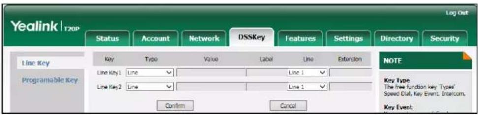 Yealink SIP-T20p - Multiple Line Keys per Account - 1