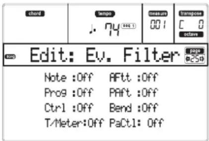 KORG MicroARRANGER - PAGE 25 - EVENT FILTER - 1