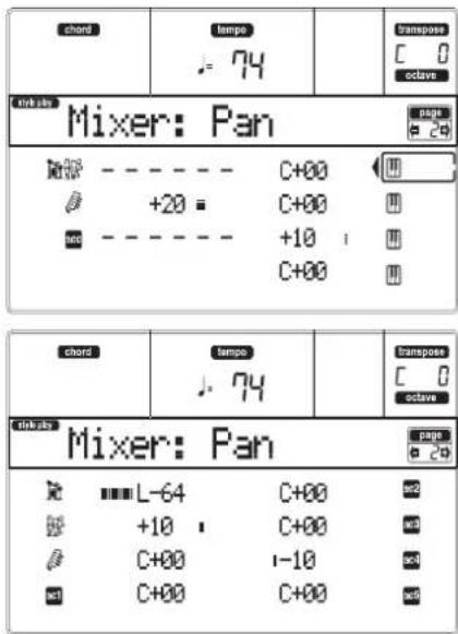 KORG MicroARRANGER - PAGE 2 - MIXER: PAN - 1