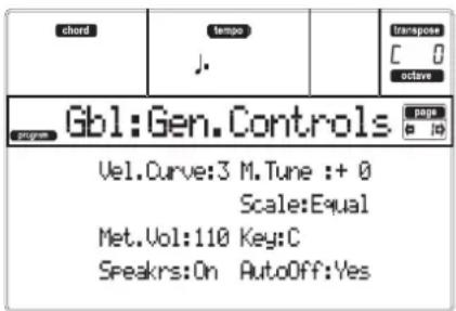 KORG MicroARRANGER - PAGE 1 - GENERAL CONTROLS - 1