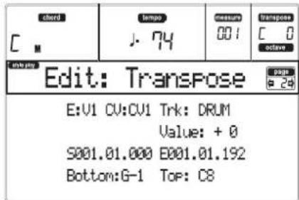 KORG MicroARRANGER - PAGE 2 - EDIT: TRANSPOSE - 1