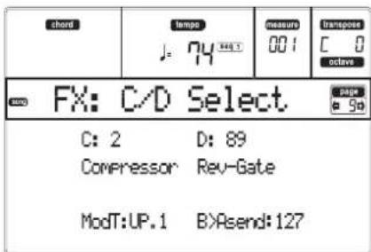 KORG MicroARRANGER - PAGE 9 - FX: C/D SELECT - 1
