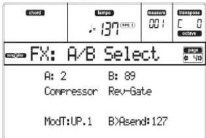 KORG MicroARRANGER - PAGE 4 - FX: A/B SELECT - 1