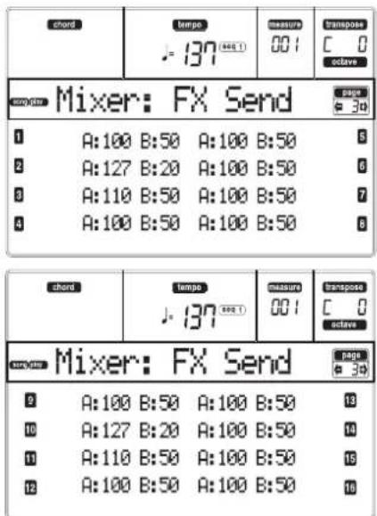 KORG MicroARRANGER - PAGE 3 - MIXER: FX SEND A/B - 1